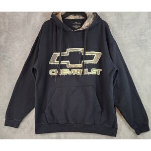 Sun River Clothing Co Hoodie Mens Large Black Camo Chevrolet Logo Pullover Top